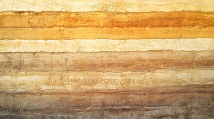 Layers of earth and soil are visible, revealing different shades of brown and gold tones in the ground of a field showing textures and sedimentary patterns.