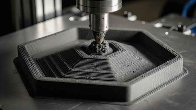 3D Printing Process, Industrial Machine Creating Object