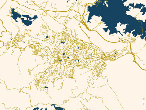 Abstract city map of Medea, Algeria