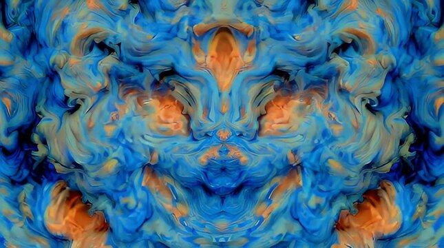 Vibrant abstract background featuring swirling patterns of blue and orange hues creating a mesmerizing visual effect