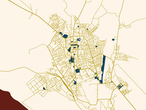 Poster-style map of Nakhchivan, Azerbaijan using minimal cream and gold map