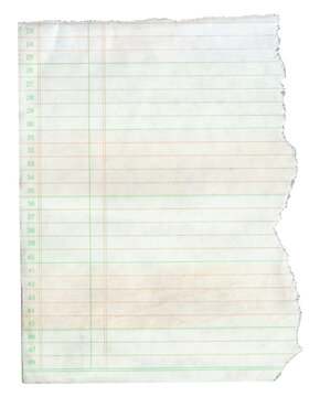 Aged torn ledger paper with numbered rows