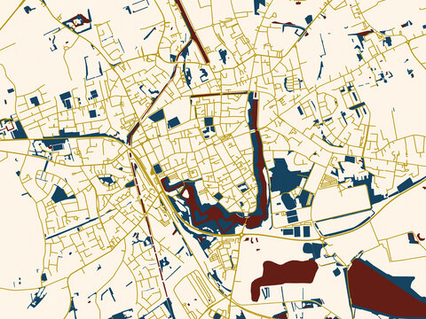 City street layout map of Ieper, Belgium