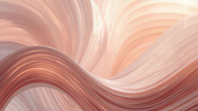 Soft flowing abstract ribbon wave in warm peach tones with silky satin flow creating calm motion