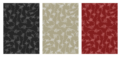 Abstract Backgrounds Featuring Energetic Scribbled Line Patterns in Charcoal Black, Sand Beige, and Deep Red, Ideal for Modern Art Prints and Edgy Graphic Design