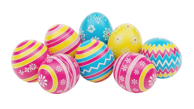 Colorful easter eggs isolated on transparent background