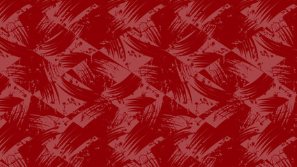 Seamless Abstract Grunge Pattern Featuring Energetic Red Brush Strokes and Splatters Arranged in a Dynamic Geometric Grid on a Maroon Background, Perfect for Edgy Graphics and Apparel