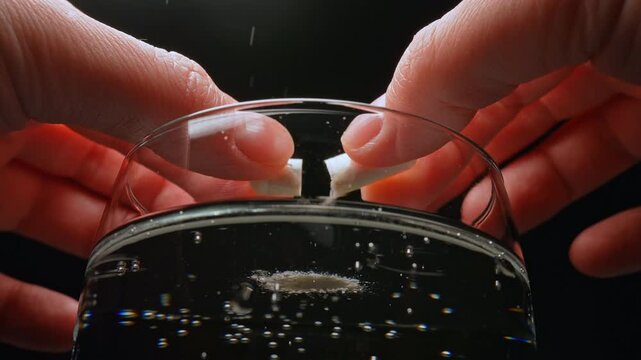 Drink spiking for date rape drug. Recreational drugs like Ecstasy, Lysergic Acid Diethylamide or LSD, Ketamine and party-drugs dropped into beverages.