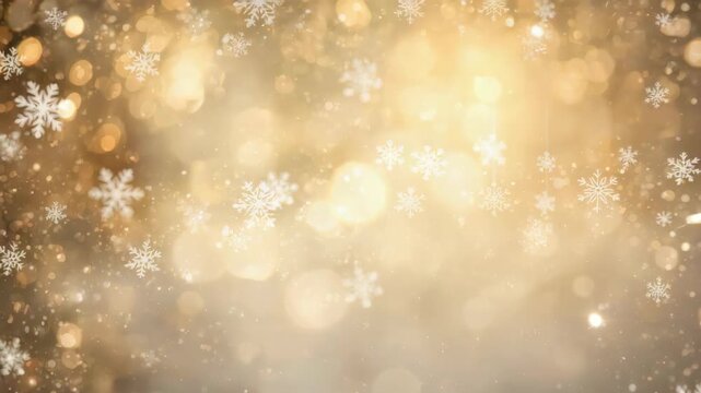 Gold bokeh festive background with snowflake bokeh gold overlay creating warm holiday glow with