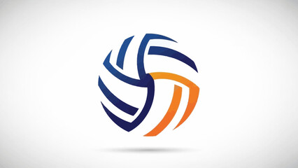 Abstract stylized volleyball logo with blue and orange curved panels on a white background.
