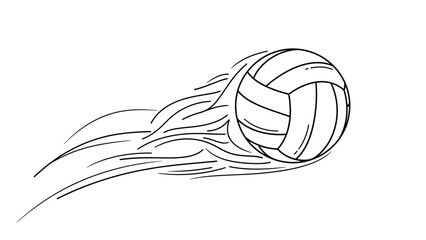 A dynamic illustration of a volleyball in motion, depicted with speed lines trailing behind it.