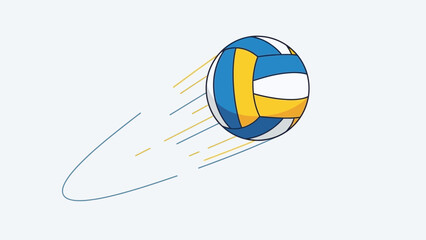 A dynamic illustration of a volleyball in motion, depicted with motion lines to convey speed and trajectory.