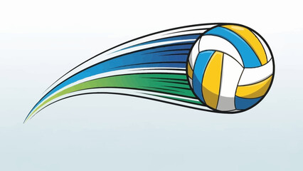 A dynamic illustration of a volleyball in motion with a stylized swoosh effect.