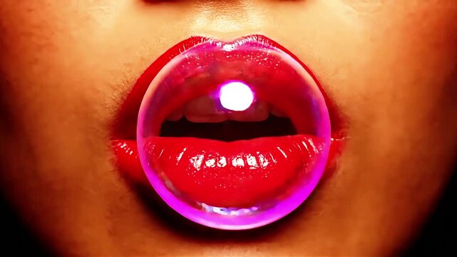 Stunning Red Lips Close Up Glossy Makeup Beauty Female Mouth Lipstick Glamour Fashion Cosmetics Perfect Pout Sensual Attractive Woman Portrait Macro Shot