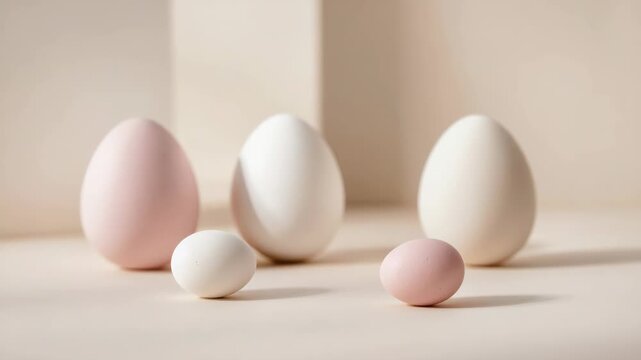 Pastel egg still life with soft shadows and minimal composition. soft pastel eggs minimal