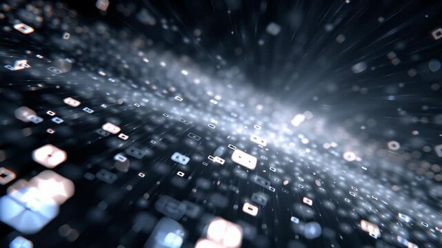 Digital creation of glowing value symbols and chain link icons abstract futuristic technology space