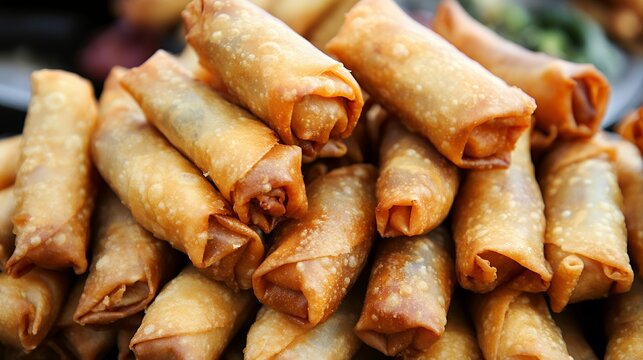 Pile of crispy golden Chiko rolls