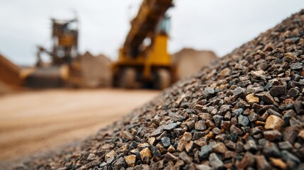 Obraz premium Pile of crushed granite aggregate at construction quarry