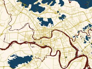 Naklejka premium Clean urban street map of Jieyang, China