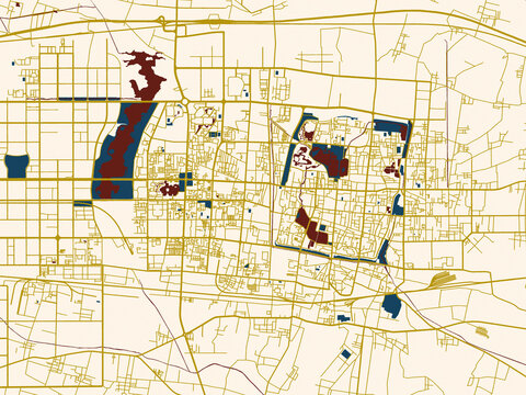 Decorative city map poster of Kaifeng, China