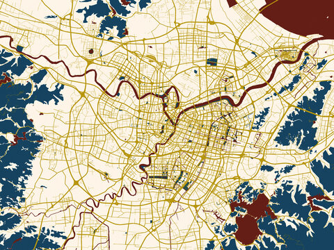 Urban map background of Ningbo, China