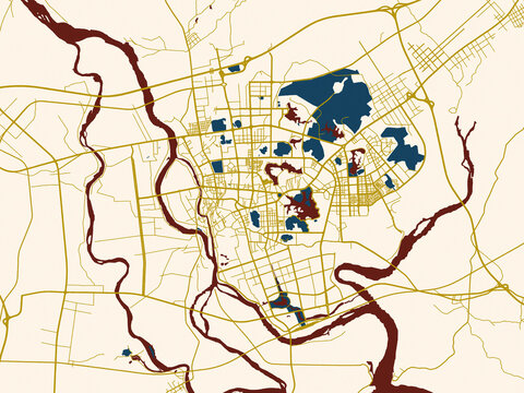 Clean urban street map of Yangjiang, China