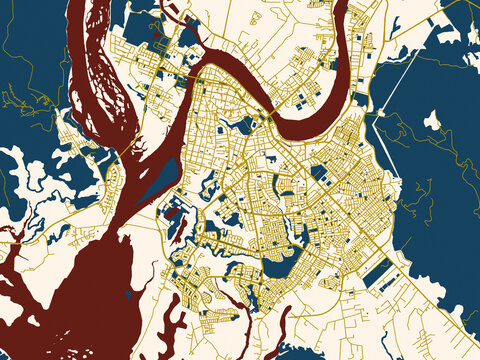 Valdivia, Chile &ndash; minimalist flat city map