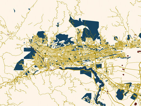 Modern flat map of Ibague, Colombia