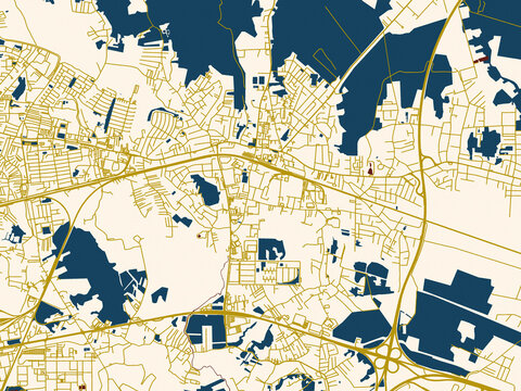 City map of CRO, Sesvete &ndash; cream map with gold lines