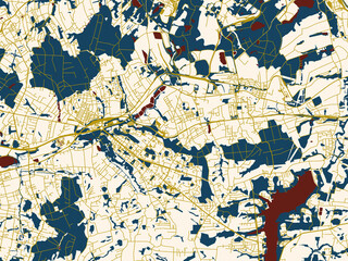 Naklejka premium Flat city map of Havirov, Czechia in minimal cream and gold map