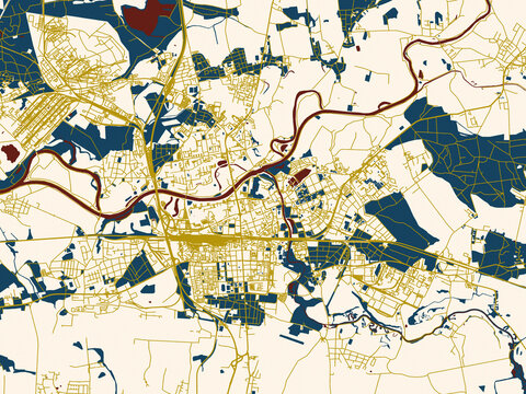 Urban map background of Pardubice, Czechia