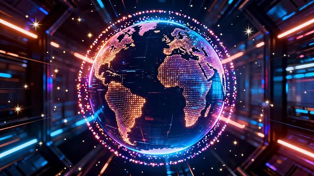 Digital globe with glowing lights