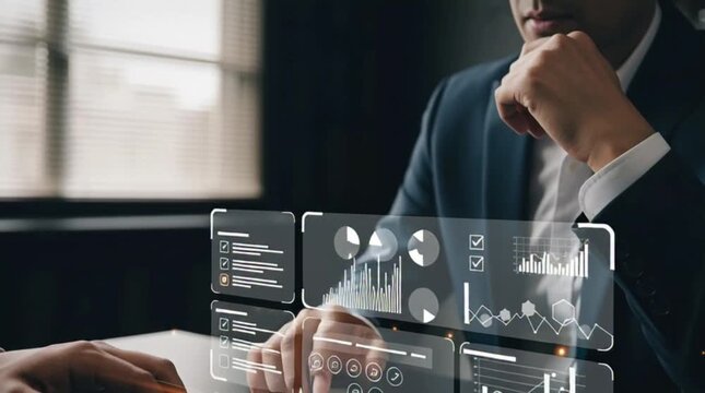 Business Meeting, Data Analysis, Office Space, Digital Interface, Professional Environment, Close-Up View, Technology Innovation