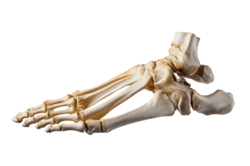 Human foot skeleton anatomical model isolated on black background bone anatomy