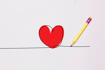 Heart-shaped line drawing pencil