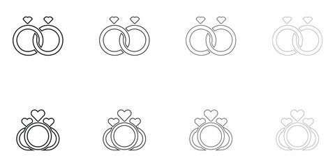 couple ring line icon vector, love ring diamond ring, engagement ring symbol vector outline icon illustration