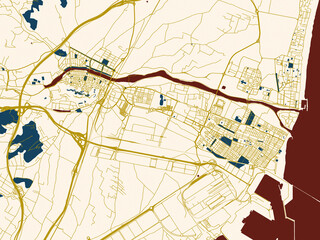 Fototapeta premium Sagunto, Spain – minimalist flat city map