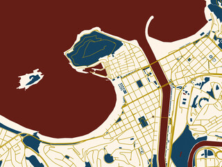 Obraz premium San Sebastian Centro, Spain – minimalist flat city map