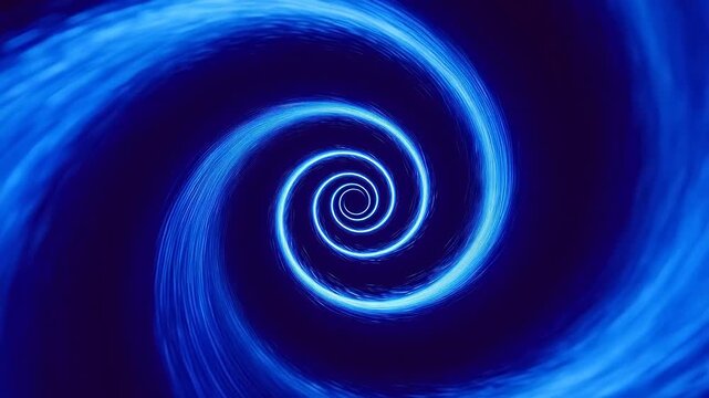 Blue spiral light pattern with dynamic motion trails on dark background