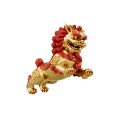 Traditional Chinese golden lion dance statue