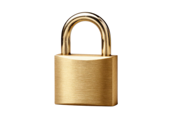 Close up of a brass padlock with a black background metal security