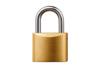 Naklejka premium Brass padlock with silver shackle isolated on black background studio shot security safety