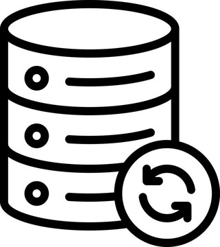 Black database backup icon - outline