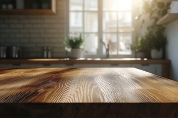 Fototapeta premium Wooden table interior kitchen modern.