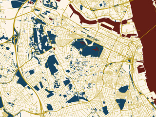 Decorative city map poster of Birkenhead, United Kingdom