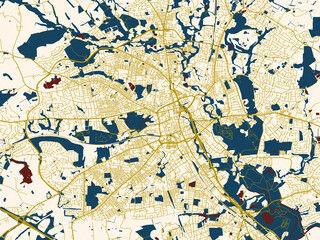Fototapeta premium Graphic city map artwork of Bolton, United Kingdom