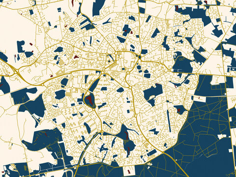 City map of Bracknell, United Kingdom &ndash; minimal cream and gold map