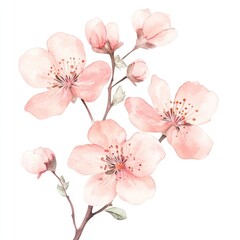 Fototapeta premium Pink blossom flowers blossoms watercolor pink.