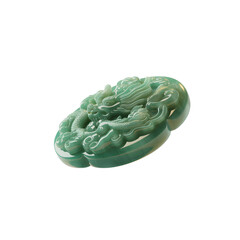 Chinese jade donut pendant with green silk tassel