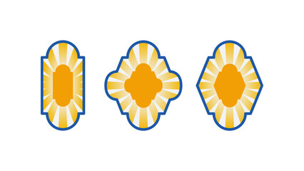islamic design elements. element shape vector symbol design. islamic blue and yellow element with different shape. set element ramadhan kareem